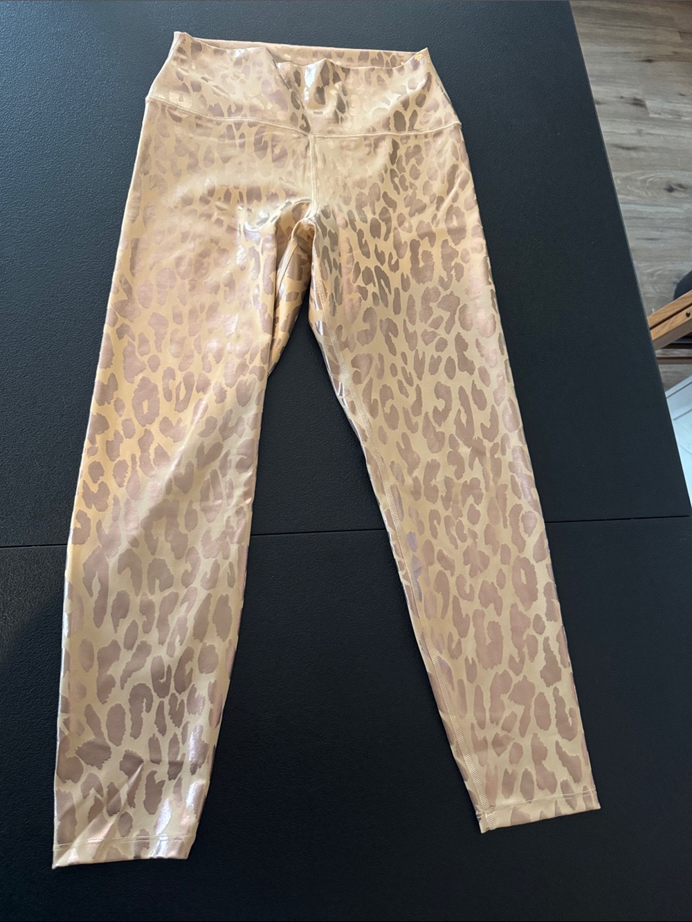 Carbon38 Pale Dusty Rose Leopard Print Metallic Print Leggings Size Large